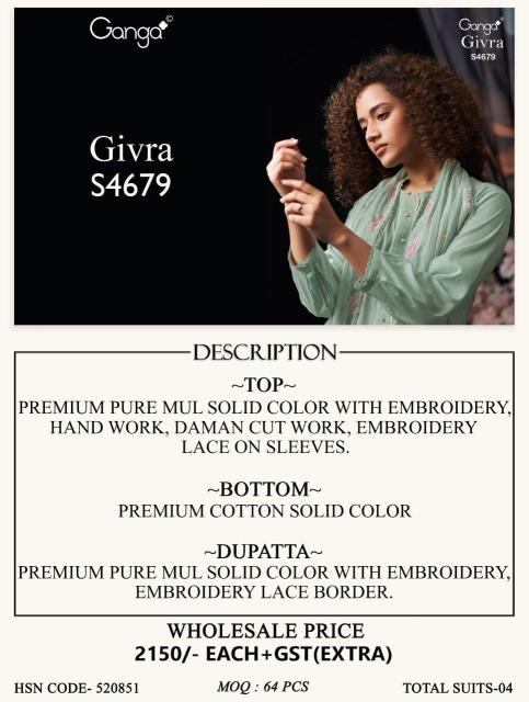 Ganga givra 4679 dress material wholesale